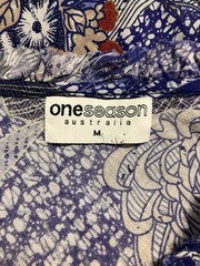 One Season Australia Blue Artsy Print Maxi Dress Medium Beach Resort Boho