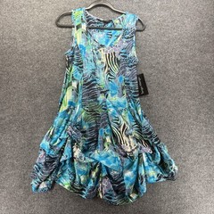 Tango Mango Dress Womens S Blue Abstract A-Line Sleeveless 90s Festival Dance