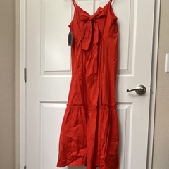 Scoop Red Solid Sleeveless Spaghetti Strap Bow Front Maxi Dress S