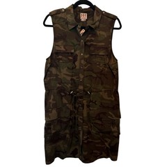 NWT Haute Hippie Camo Utility Shirt Dress 100% Rayon Sz L Streetwear Lightweight