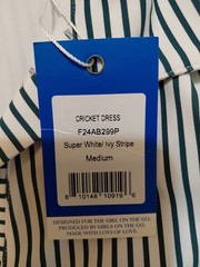 Addison Bay Dress Striped Sz M NWT Super White And Ivy Green