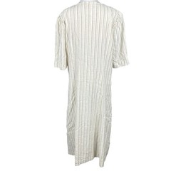 Ichi L V-Neck Button Front Stripe Midi Dress India Made Boho Travel Paris Summer