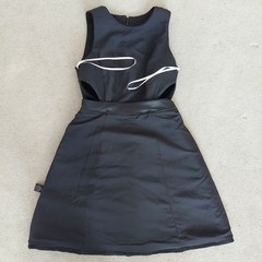 Halston Heritage Black Fit & Flare Evening Cocktail Mini Dress Cut Out US 2 UK 6
