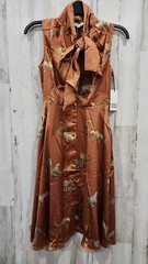UNIQUE VINTAGE Rust & Leopard Cat Print Swing Dress with POCKETS Size SMALL**NEW