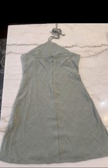 Altar&rsquo;d State Green Solid Halter Mini Dress Woven Rayon Linen Zip Back M