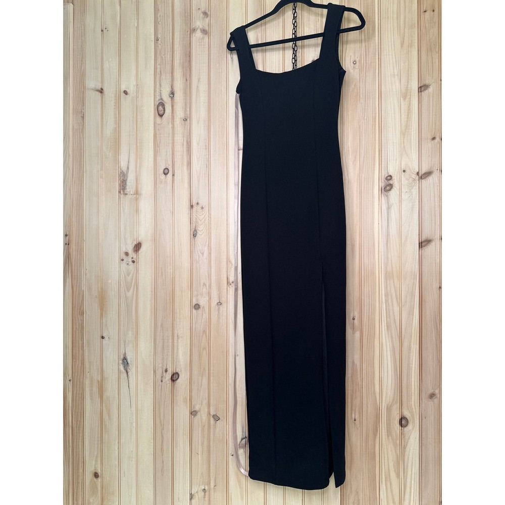 NWT Lulus Inspiring Allure Black Square Neck Column Maxi Dress Gala Banquet Sz S