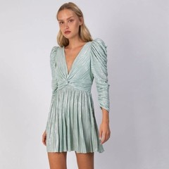 Sabina Musayev NEW Mint Green Metallic Morgana Mini Dress Size Small