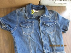 Intempo Women Blue Denim Zip Front Midi Utility Dress Size Medium Workwear