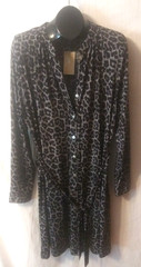 Michael Kors 2X Black Leopard Herringbone Print Stretch Jersey Snap NWT Dress~s2