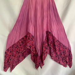 Boho Indie Festival Tank Sun Dress Small Asymmetric Hem Tie Lace Up Front Dye