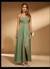 SHEIN Belle Women&rsquo;s Bridesmaid Dress With Big Open Back And Slit