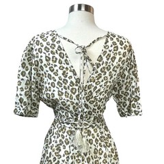 Valiante Boho Leopard Print Maxi Wrap Dress With Tassel & Pom Pom details Size M