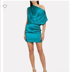 DO+BE Women&rsquo;s Teal Satin Solid One Shoulder Sleeveless Mini Dress L