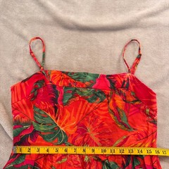 Rachel Zoe Linen Tropical Monstera Blend Maxi Dress Beach Resort Vacation Sz L