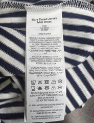 Boden Elara tiered navy and ivory striped Jersey midi dress. Size 10