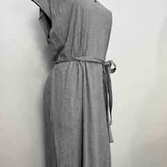 Madison Gray Stretch Pocketed Slit Back Tie Midi Dress Womens Size Large Casual