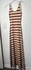 Maxi Dress Active Basic Brown Stripe Sweater Dress Size S (1063)