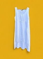 Ella Moda Dress Size S pit 18” Italian Beautiful Boho Pure White Linen Midi VGC