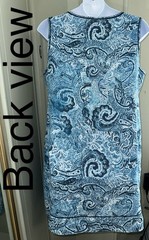 J.Jill 3X Sleeveless Shift Dress Pockets Indigo Blue White Coastal Paisley Linen