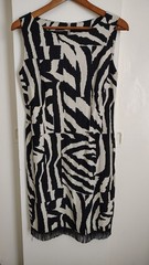 Robbie Bee Women Zebra Stripe Sheath Dress With Fringe Hem Size 16 Sexy Artsy
