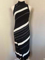 Moth Anthropologie Velda Sweater Dress Asymmetric Wrap Stripe Black White Small