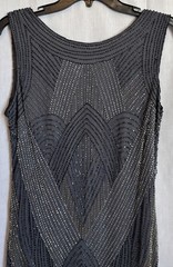 Pisarro Nights Gray Beaded Mesh Sleeveless Knee Dress Size 10