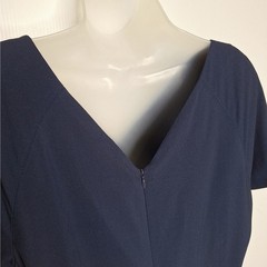 Banana Republic Lightweight Stretch Wool Sheath Dress 12 Navy V Neck Career