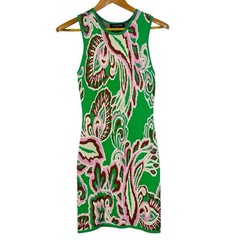 Minkpink Women’s Medium Sierra Green Sleeveless Knit Dress Floral Paisley NWT