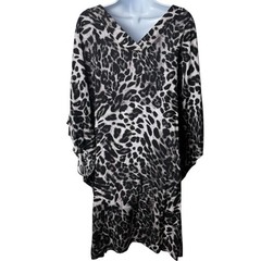 NEW Ekouaer Snow Leopard Kaftan Tunic Dress Resort Vacation Coastal XXL