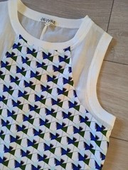 Oeuvre White Sheer & Geometric Print Tunic Dress Casual Holiday Boho Retro UK10