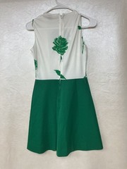 Vintage Lady Blair Green Rose Print Sleeveless Dress and Jacket Set