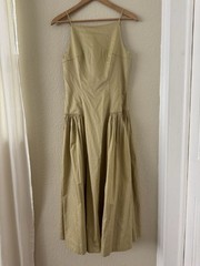 ASTR The Label High Neck Drop-Waist Midi Dress in Light Khaki