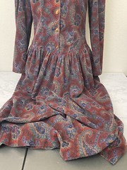 Vtg 90s Dennis Goldsmith Womens Sz 6 Maxi Velour Pleated Gothic Purple Button S1