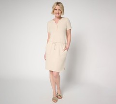 Belle by Kim Gravel Regular Drawstring Knit Dress Sand Bar M New