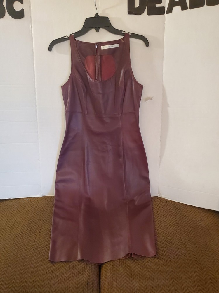 SUSANA MONACO Adele 100% Lamb Leather Sleeveless Hidden Back Zipper Dress,Size 6