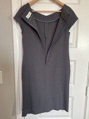 M M LAFLEUR Sheath Dress Sz 8 Gray Office Career Business Pockets Cap Sleeves