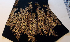 VTG Size 8 Jessica McClintock Formal Prom Dress Black Velvet Bow & Gold Glitter