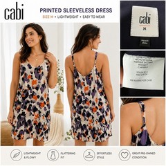 Cabi Size Medium Printed Sleeveless Dress Adjustable Strap Lightweight Shift