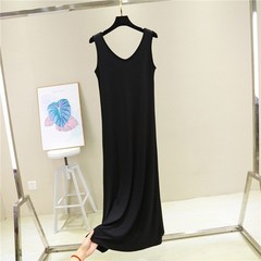 Women Scoop Neck Full Slip Plain Long Vest Dresses Camisole Liner Under Dress