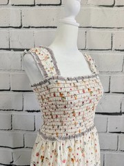 NWT Max Studio London XS Floral Smocked Maxi Dress Cotton Boho Cottagecore