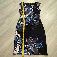 Lauren Ralph Lauren Dress Women Floral Ruched Sheath Sleeveless Boat Neck Siz 10