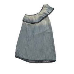 Cloth & Stone Chambray One Shoulder Dress Ruffle Women S Blue Shift Boho Coastal