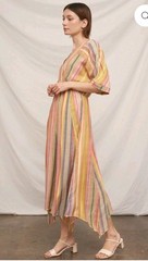 En Creme asymmetric striped midi Jenny dress, size medium