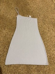 NEW Joah Brown Single Strap One Shoulder Ribbed Mini Dress Sky Blue Size M/L
