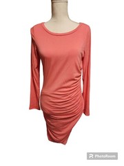 Vanilla Bay Pink Scrunch Side Fitted Long Sleeve Dress Size Medium