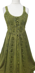 Maxi Boho Summer Dress Corset Peasant Embroidered Green 10 12 14 16 18 20 22 24