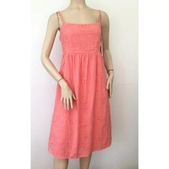 NANETTE LEPORE Light Flamingo Coral Smocked Adjustable Straps Sun Dress Sz 8