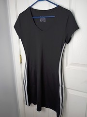 MNY Activewear Performance Mini Dress M Black White Side Striped SS Atheliesure