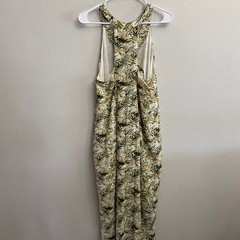Entro Women S Green Tan Tropical Maxi Dress New Boho Sleeveless V-Neck Pocket