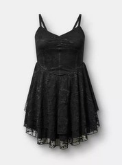 NWT Torrid Lace Corset Tiered Mini Dress Black Plus Size 4